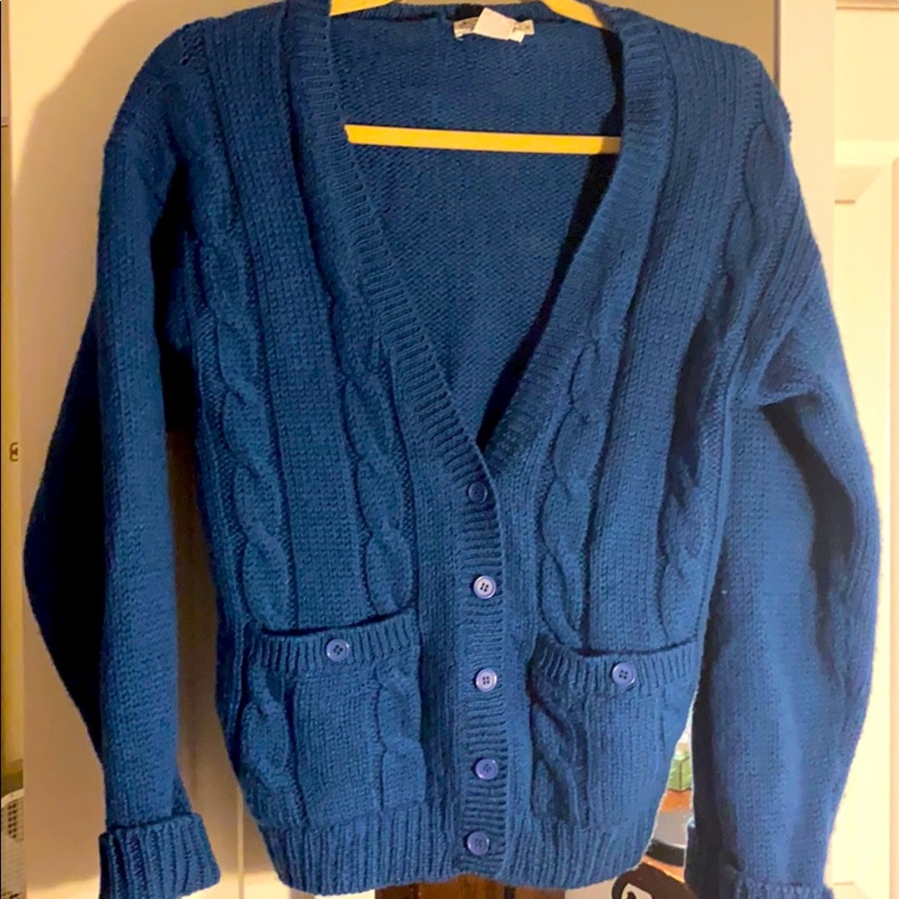 Vintage cable-knit wool cardigan